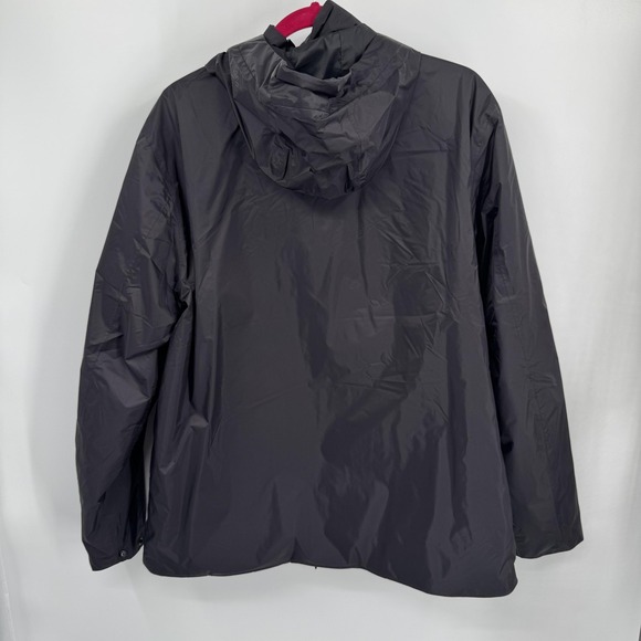 Rains Padded Nylon Coat Mens Large Black Hooded Waterproof Rain Jacket Outerwear - Picture 4 of 9